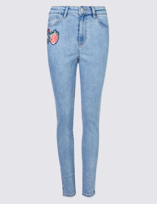 Floral Embroidered Skinny Leg Jeans